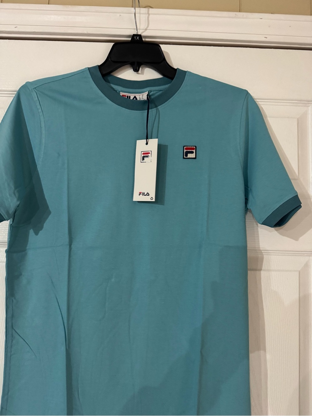 FILA Men’s Teal Short Sleeve Logo Tee with Dark Trim